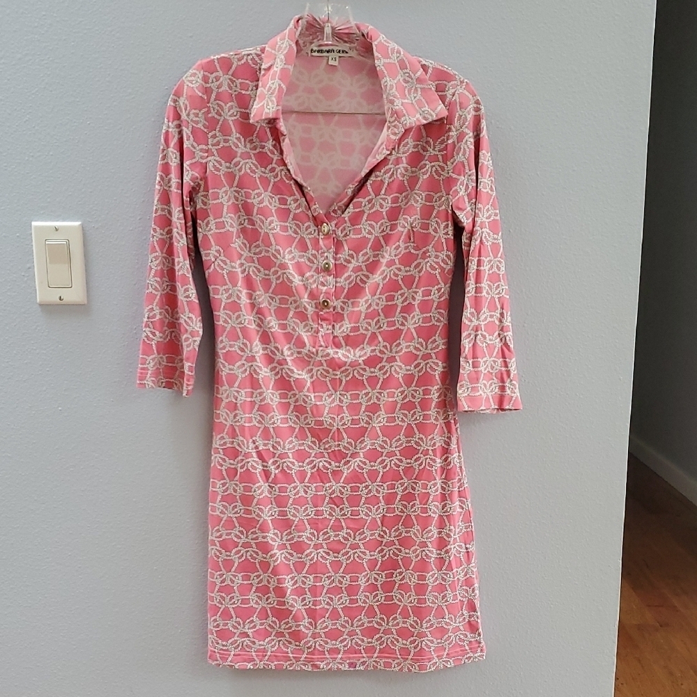 Barbara Gerwit Nautical Knots Pink and White Patterned Dress